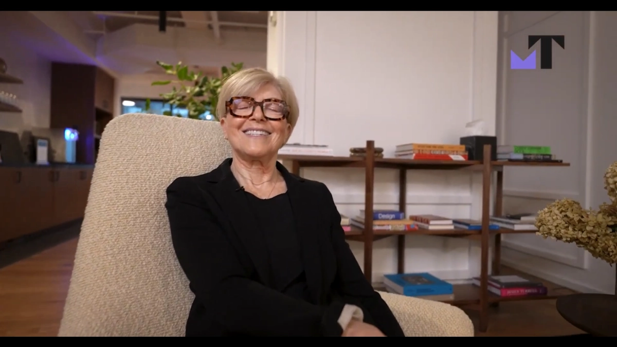 Portrait of a blonde woman in an office setting